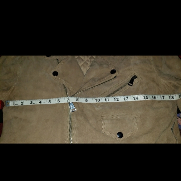 POLO RALPH LAUREN Womens Beige Suede Asymmetric Belted Biker Moto Jacket Sz 10 - Picture 13 of 16